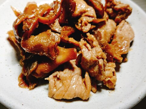 豚肉と舞茸のガリバタ炒め